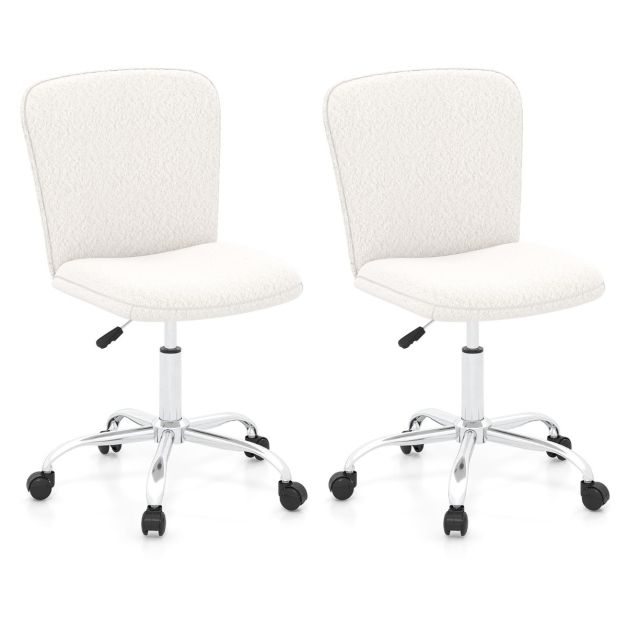 Height-adjustable Ergonomic Chair wIth Wheels  for Adults and Teenangers-White