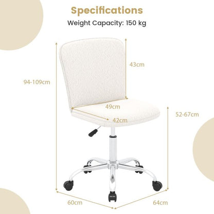 Height-adjustable Ergonomic Chair wIth Wheels  for Adults and Teenangers-White