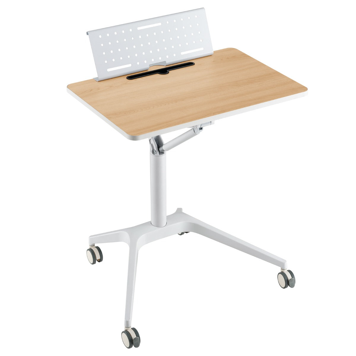 Height Adjustable Mobile Standing Desk with Detachable Holder-Natural