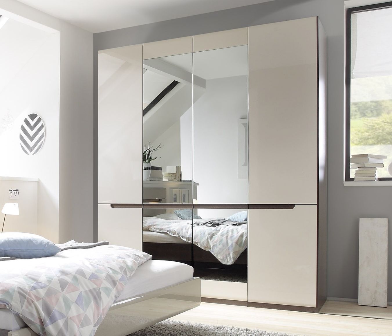 Holden 4-Door Wardrobe 180cm - Dark Sonoma Oak & Cappucino Gloss or White