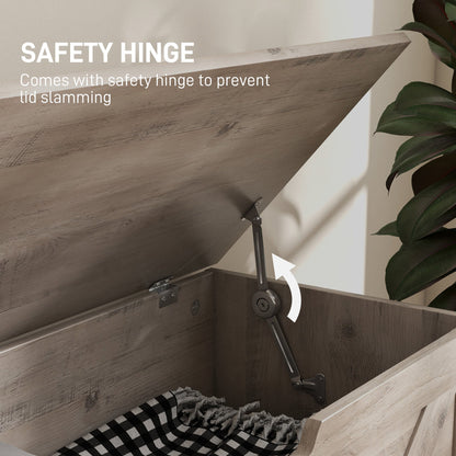 صندوق تخزين منزلي من هومكوم بسعة 100 لتر، مع مفصلات أمان - لون أبيض بتأثير الخشب