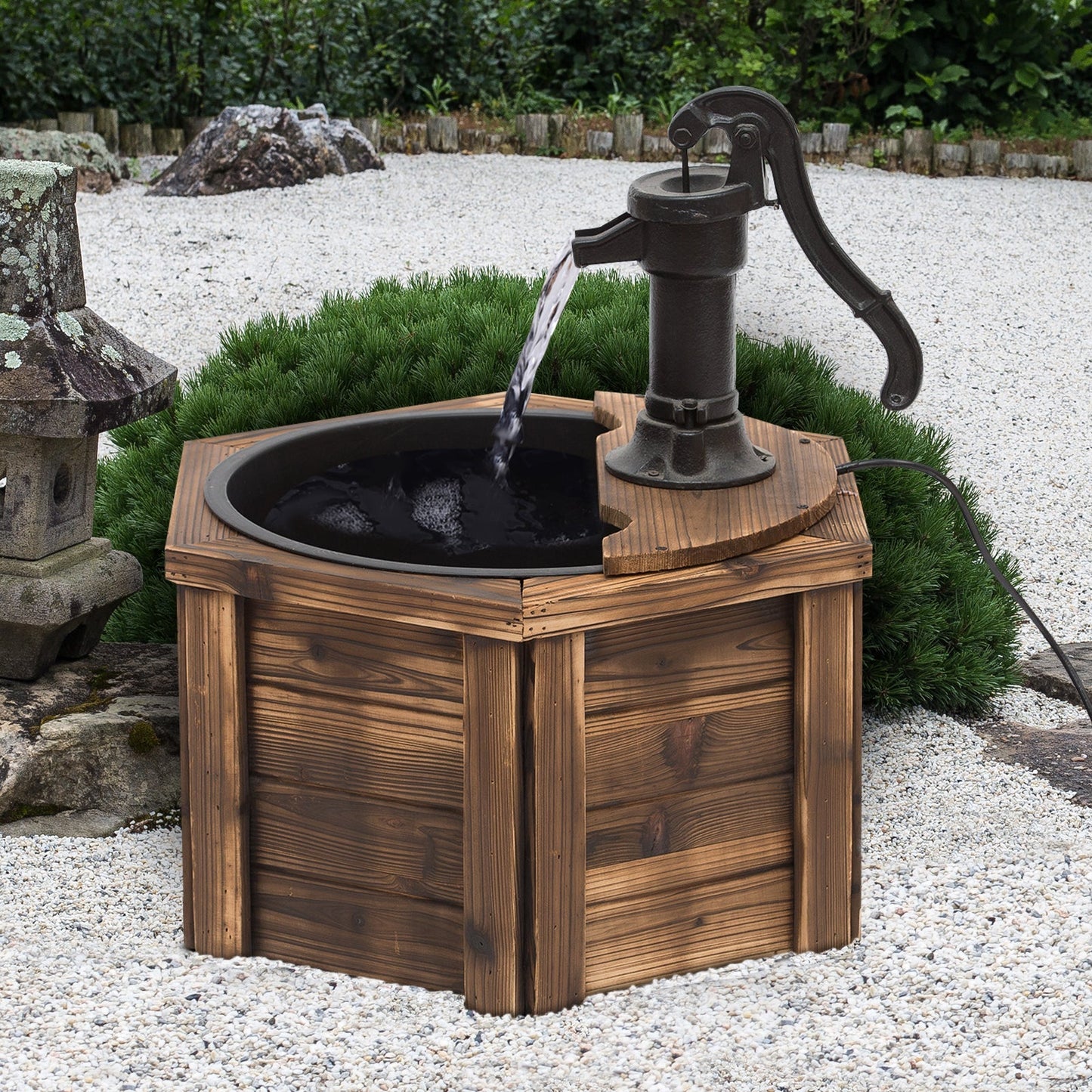 Outsunny Wooden Electric Water Fountain Garden Ornament Oasis 220V