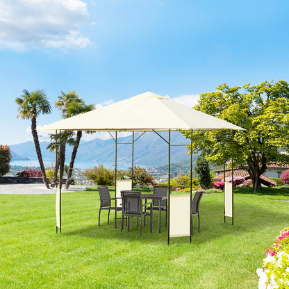 Outsunny 3 x 3 m Garden Metal Gazebo for Party and BBQ w/ Water-resistant PE Canopy Top, Cream