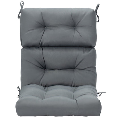 High Back Chair Cushion Patio Chair Seat Pads with Non-slip Rope Belts-Grey