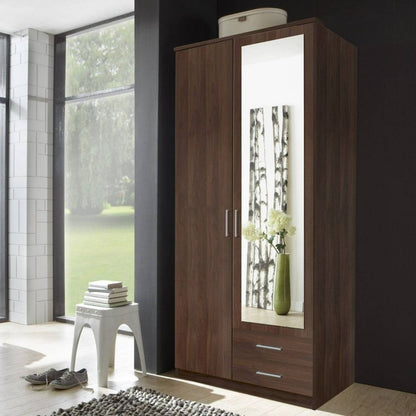 Oscar 2 Door 2 Drawer Mirrored Wardrobe - Oak or Walnut