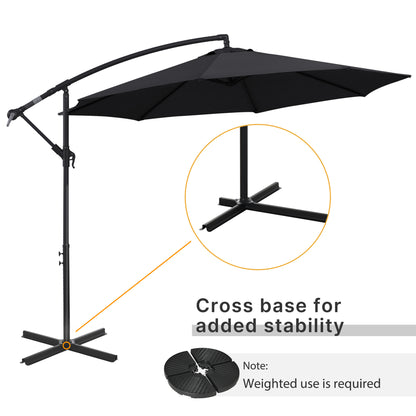 Outsunny 2,45 m parasol z wysięgnikiem, wytrzymały, wodoodporny parasol ogrodowy z podstawą krzyżową, czarny