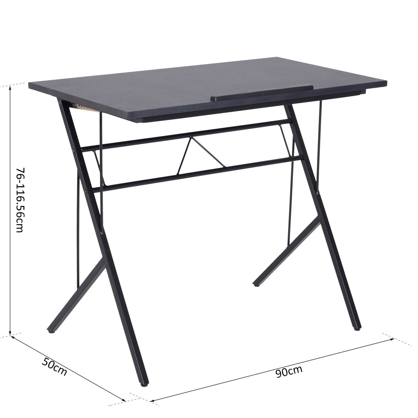 Vinsetto Height Adjustable Drawing Table with Tiltable Tabletop, Multifunction Drafting Table for Artist, Study Desk for Home Office, Black