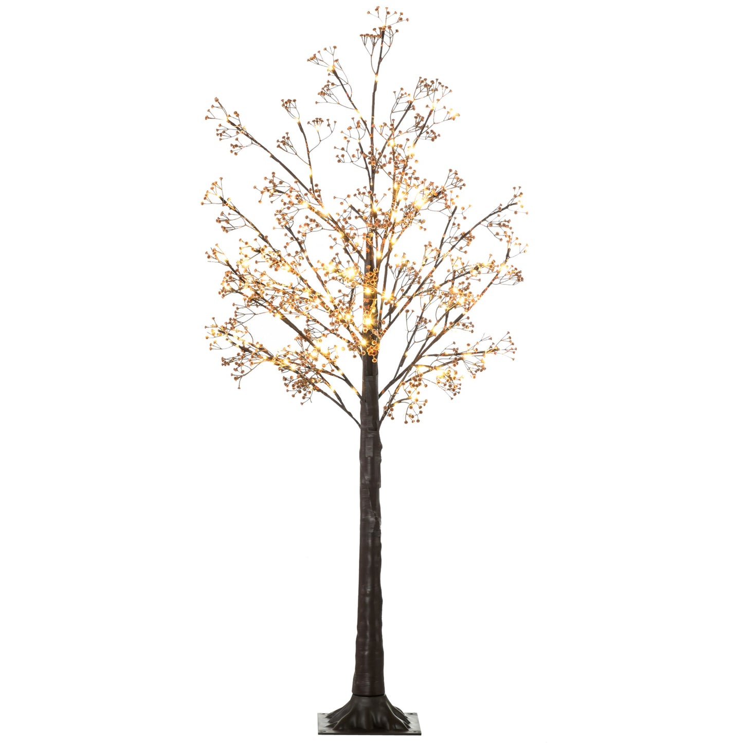 HOMCOM 5ft ضوء شجرة زهر الجيبسوفيلا الاصطناعي مع 96 ضوء LED أبيض دافئ، زهور نفس الطفل للمنزل وحفلات الزفاف، للاستخدام الداخلي والخارجي