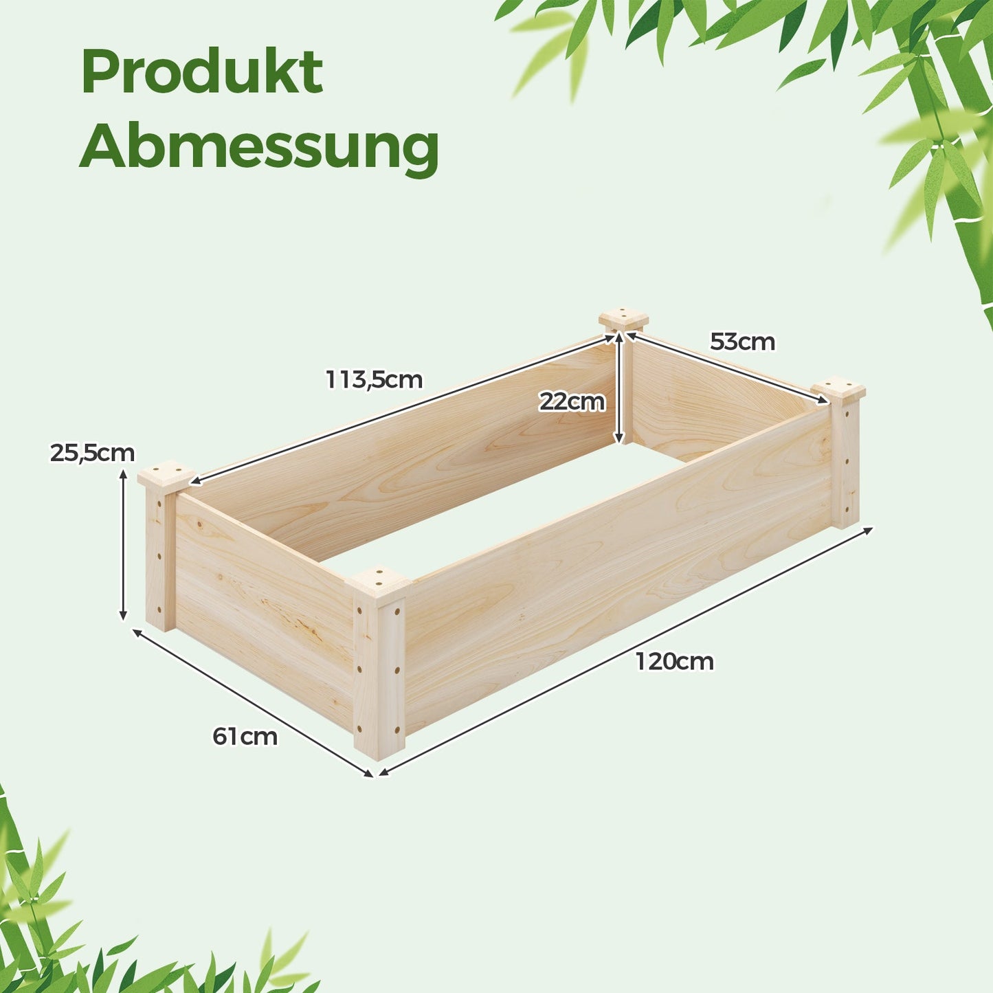 Raised Garden Bed Fir Wood Wooden Square Wood Planter Box for Garden