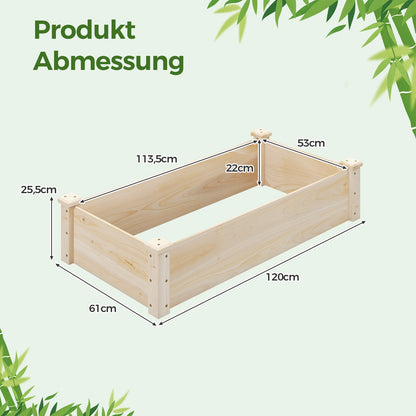 Raised Garden Bed Fir Wood Wooden Square Wood Planter Box for Garden