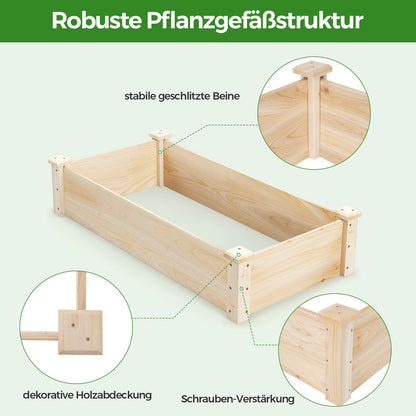 Raised Garden Bed Fir Wood Wooden Square Wood Planter Box for Garden