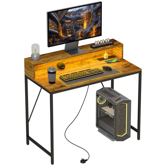 HOMCOM 100cm Computer Desk in Rustic Brown