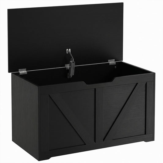 HOMCOM 100L Home Storage Box in Black Wood-effect