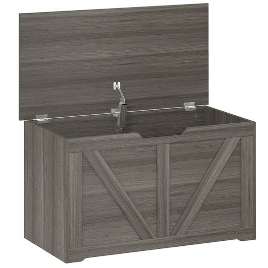 HOMCOM 100L Home Storage Box in Dark Grey Wood-effect