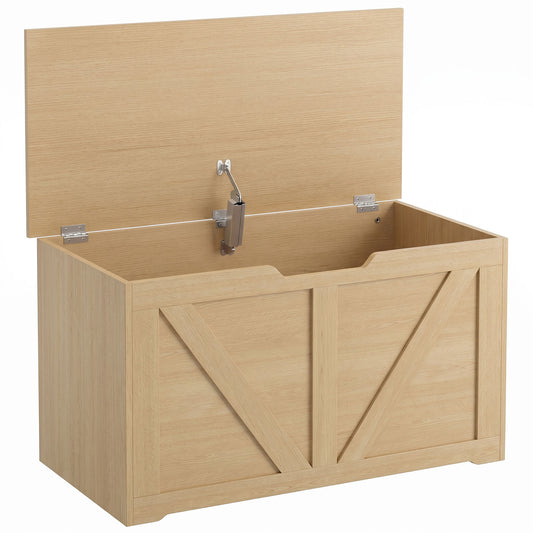 HOMCOM 100L Home Storage Box in a Natural Wood Finish