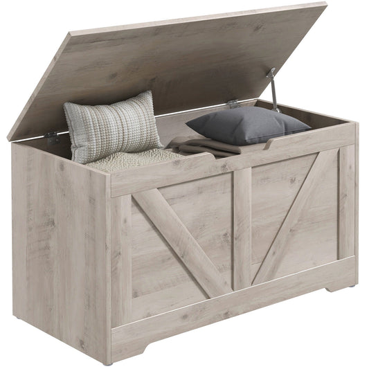 HOMCOM 100L Home Storage Box in Grey Wood-effect