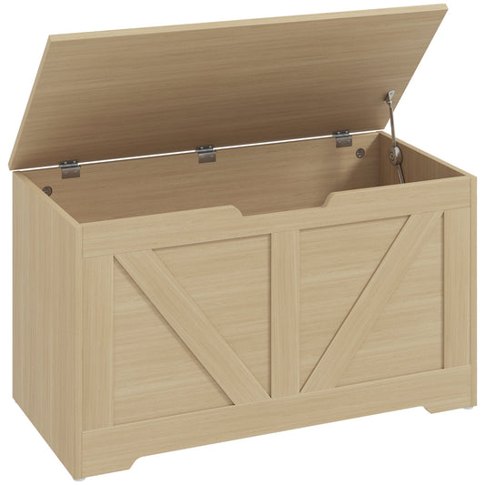 HOMCOM 100L Home Storage Box in a Natural Wood Finish