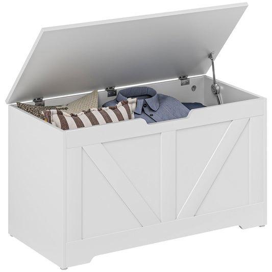 HOMCOM 100L Home Storage Box in White Wood-effect