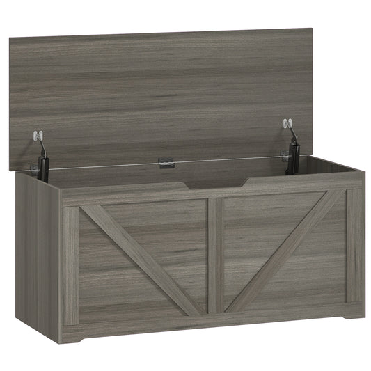 HOMCOM 127L Home Storage Box in Dark Grey Wood-effect