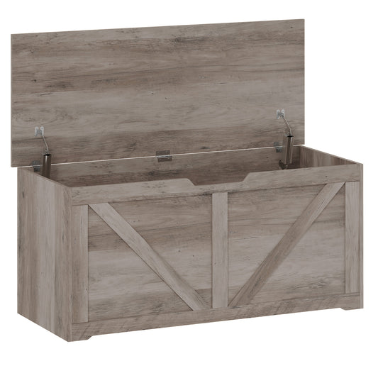 HOMCOM 127L Home Storage Box in Grey Wood-effect
