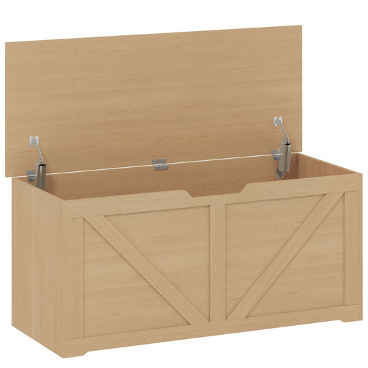 HOMCOM 127L Home Storage Box in a Natural Wood Finish