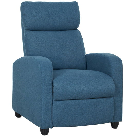 HOMCOM 135 Push Back Recliner Armchair, with Footrest - Blue