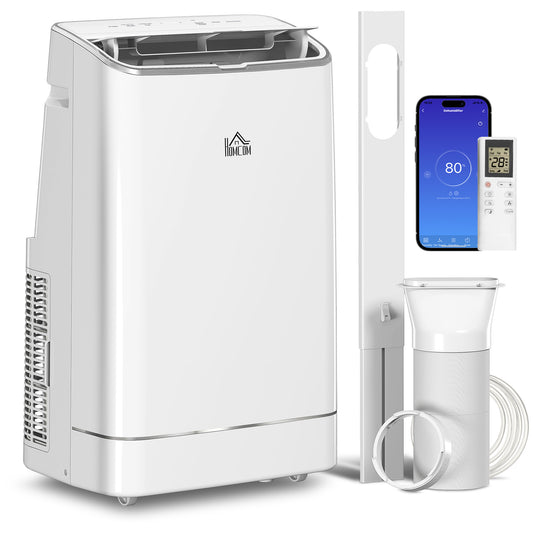 HOMCOM 14000 BTU Mobile Air Conditioner, Smart Home WiFi Compatible, with Heater, Cooler, Dehumidifier, Fan, 24H Timer