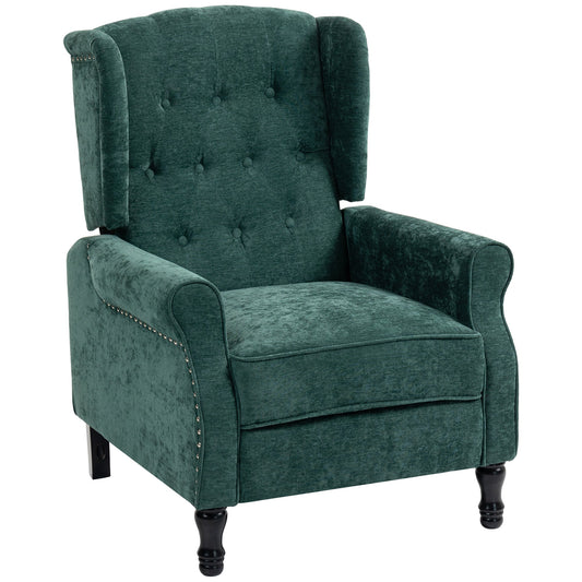 HOMCOM 150 Reclining Vintage Armchair, with footrest - Dark Green