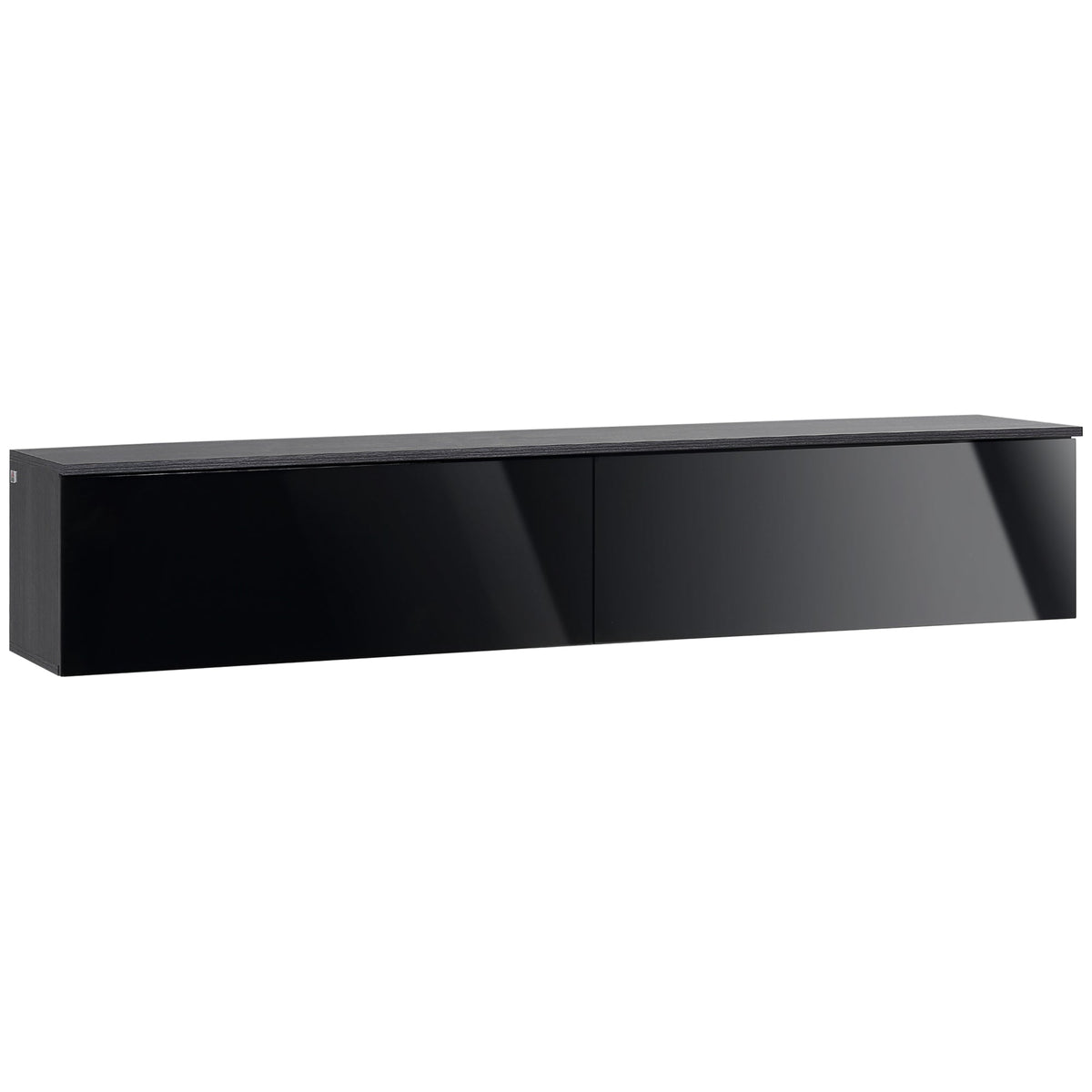 HOMCOM 160cm High Gloss Floating TV Unit Stand for TVs up to 70", Wall Mounted TV Cabinet with Storage Cupboards, Grey and Black