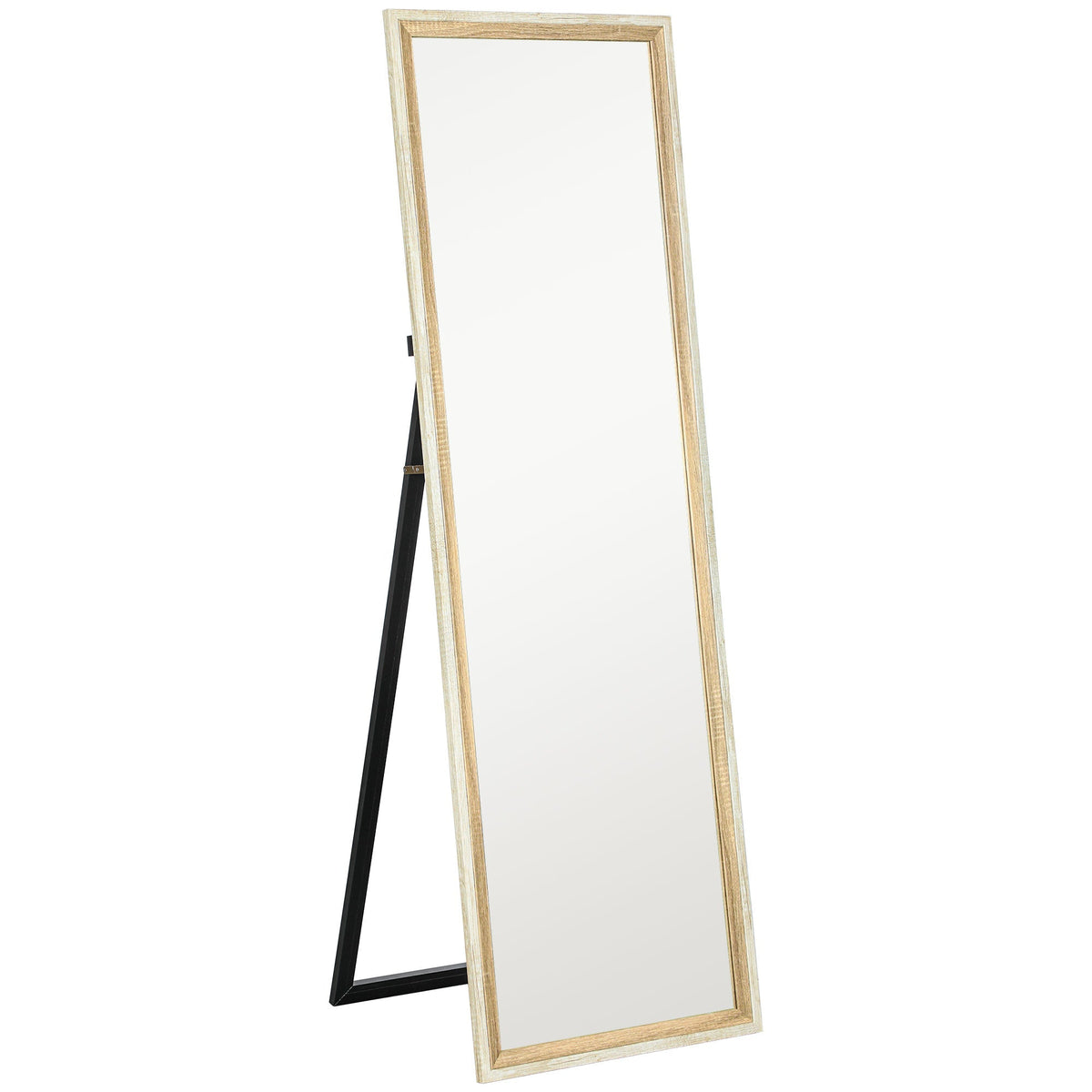 HOMCOM 162.6 cm Two-Tone Full Length Mirror - White/Oak-Tone