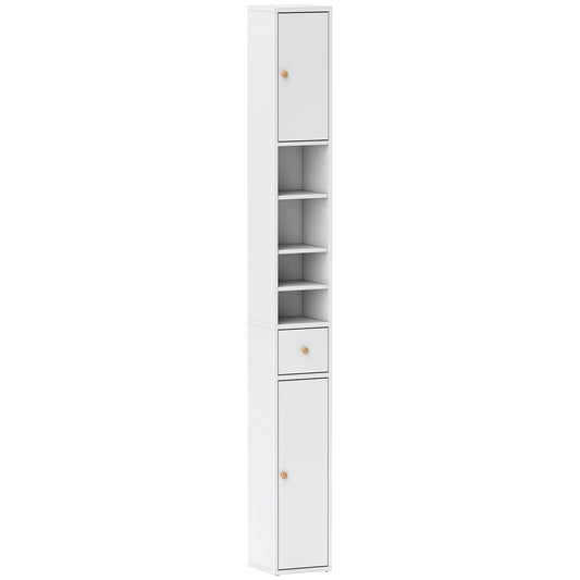 HOMCOM 178 cm Narrow Tall Bathroom Cabinet in White