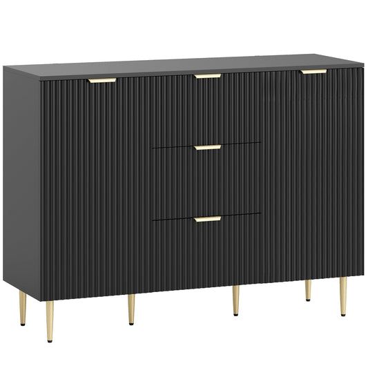 HOMCOM 2-Door Sideboard with 3 Drawers and Adjustable Shelves in Black