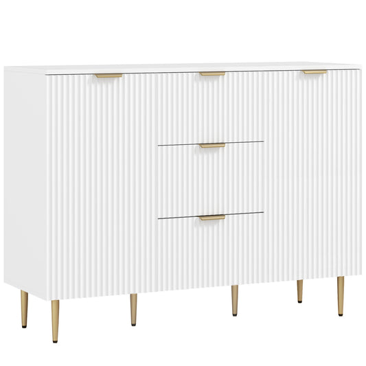 HOMCOM 2-Door Sideboard with 3 Drawers and Adjustable Shelves in White