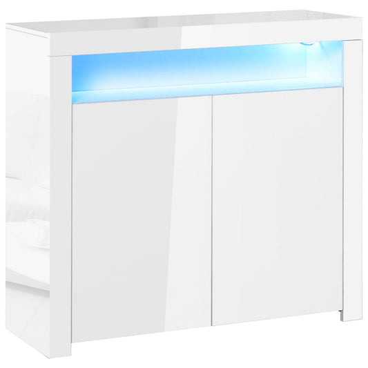 HOMCOM 2-Door Sideboard with LED Light in White