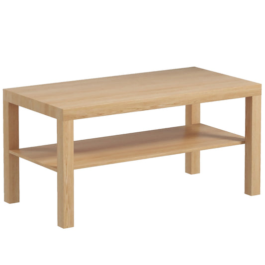 HOMCOM 2-Tier Coffee Table with Storage Shelf in a Natural Wood Finish