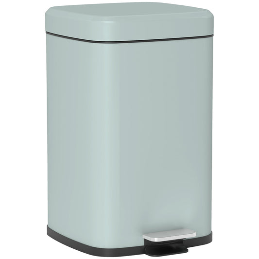 HOMCOM 20L Modern Boxy Metal Home Kitchen Bin - Light Green