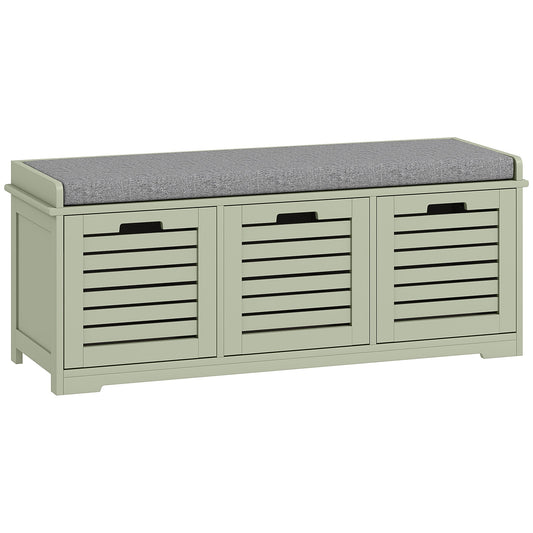 HOMCOM 3-Drawer Shoe Storage Bench - Green