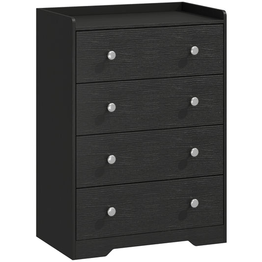 HOMCOM 4 Drawer Chest of Drawers in Black Wood Effect