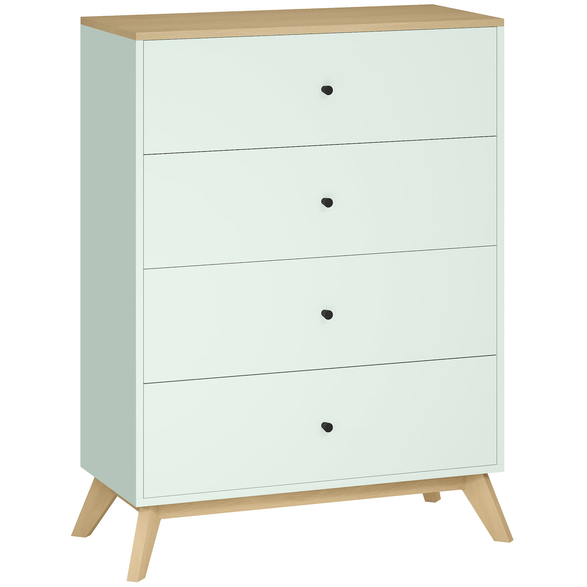 HOMCOM 4 Drawer Storage Cabinet in Light Green and Oak