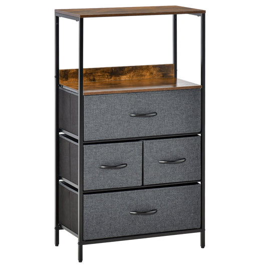 HOMCOM 4 Drawer Storage Chest Unit in Black