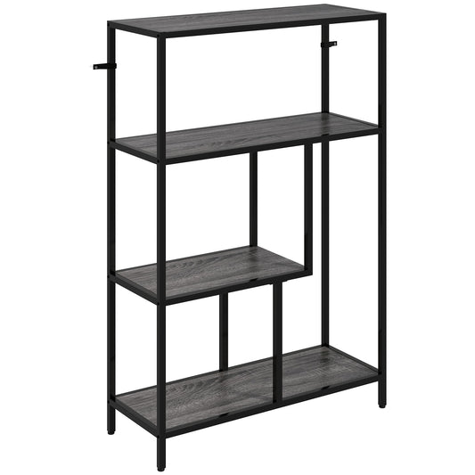 HOMCOM 4-Tier Bookshelf with Open Shelves - Charcoal Grey
