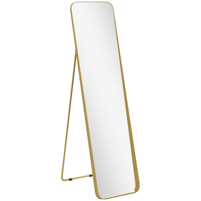 HOMCOM Rectangular Full Length Mirror in Gold Tone