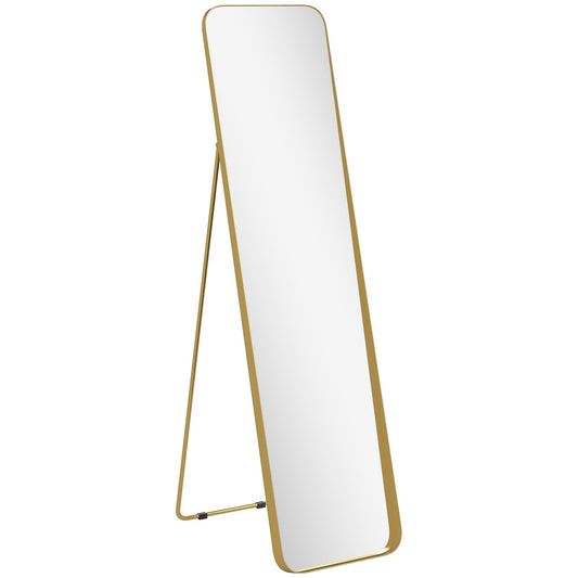 HOMCOM Rectangular Full Length Mirror in Gold Tone