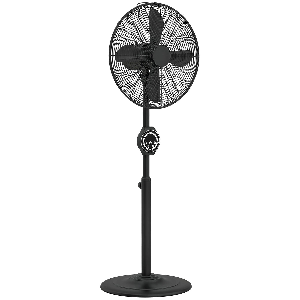 HOMCOM 41 cm Metal Pedestal Fan with Oscillating, Adjustable Height Black