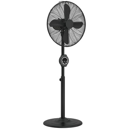 HOMCOM 41 cm Metal Pedestal Fan with Oscillating, Adjustable Height Black