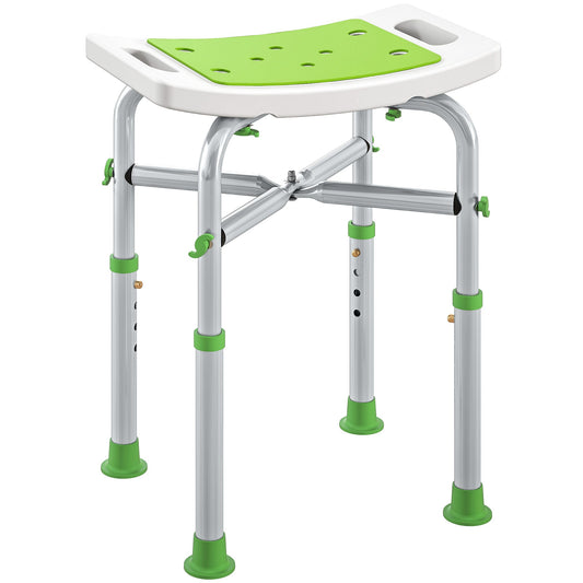 HOMCOM 44-51.5cm Aluminium Frame Shower/Bath Stool - Green