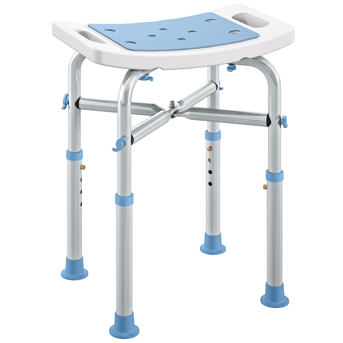 HOMCOM 44-51.5cm Aluminium Frame Shower/Bath Stool - Light Blue