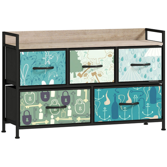 HOMCOM 5-Drawer Chest of Drawers in Blue