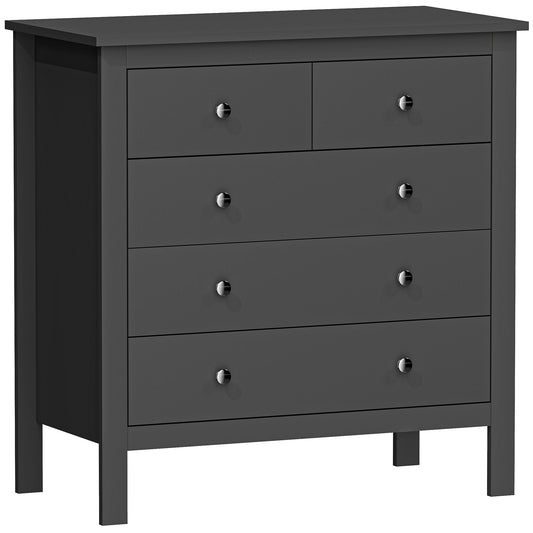 HOMCOM 5 Drawer Dresser in Black
