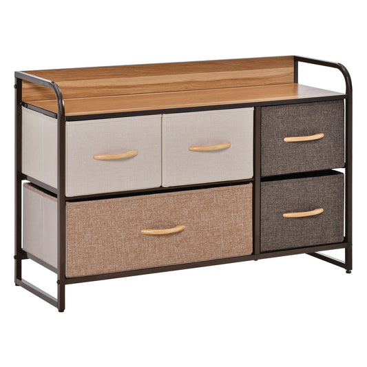 HOMCOM 5-Drawer Dresser in Multi Colour